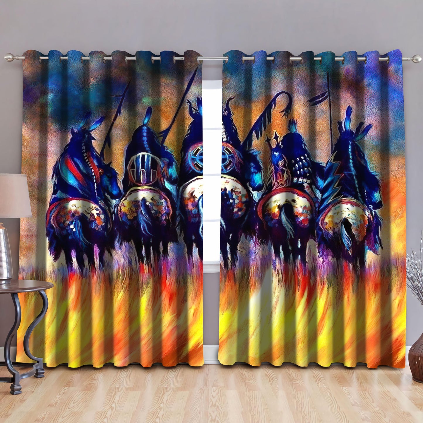 Five Warriors Native American Blackout Thermal Grommet Window Curtains Pi29052001