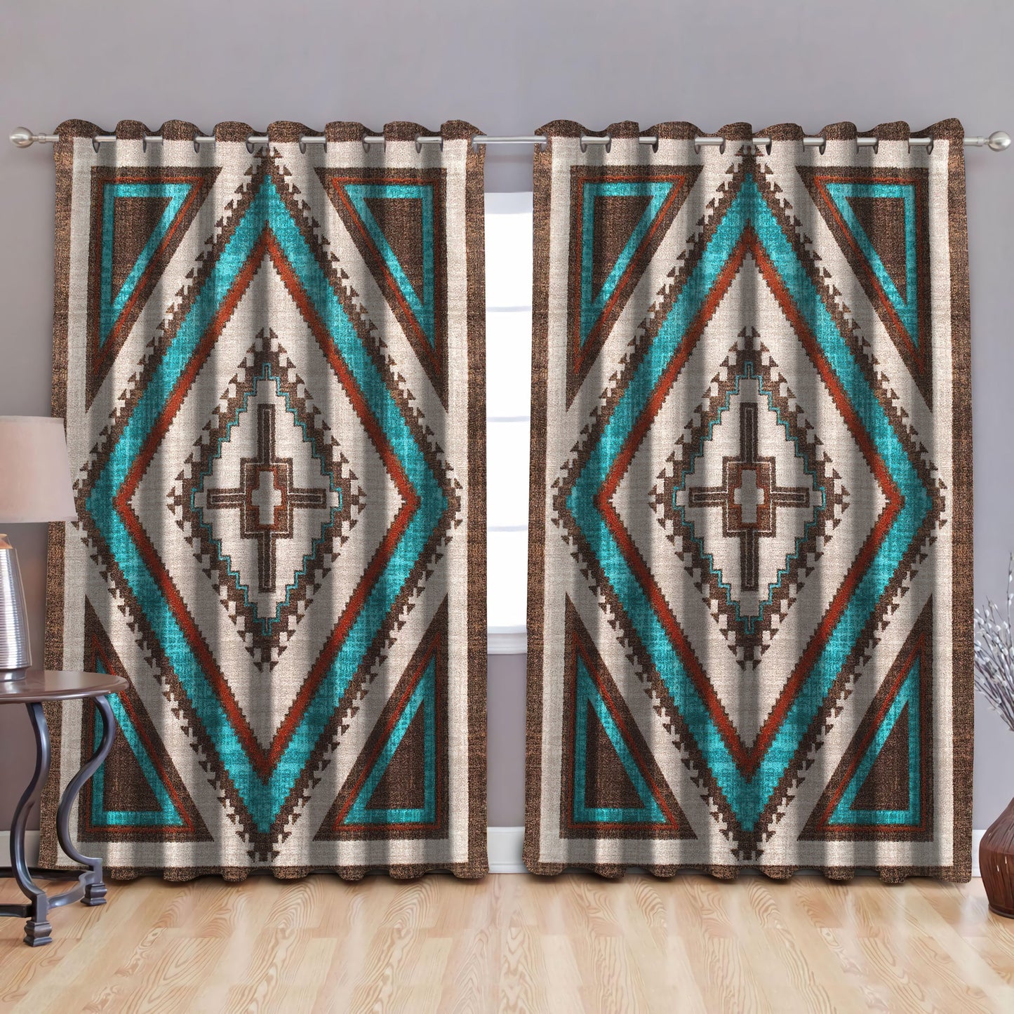 Native American Pattern Blackout Thermal Grommet Window Curtains Pi30052010