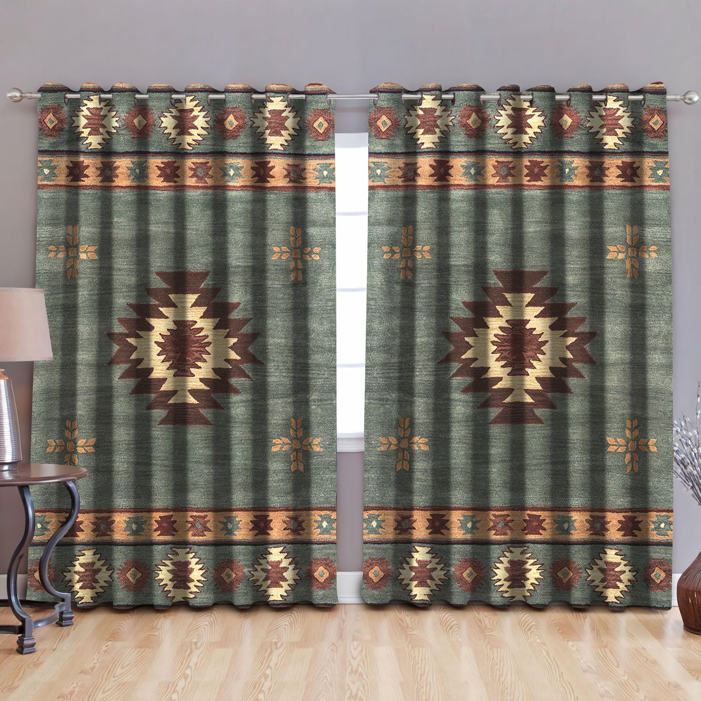 Native American Pattern Blackout Thermal Grommet Window Curtains Pi30052022