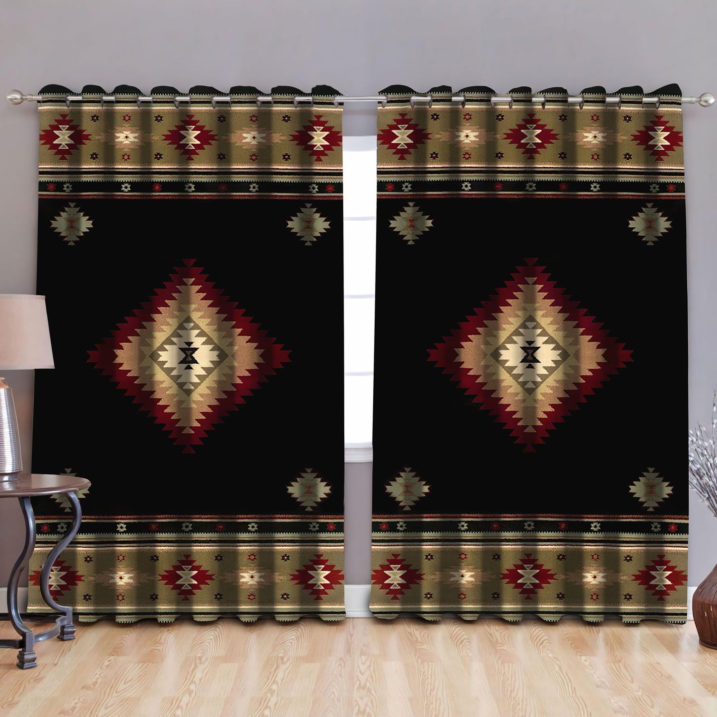 Native American Pattern Blackout Thermal Grommet Window Curtains Pi30052026