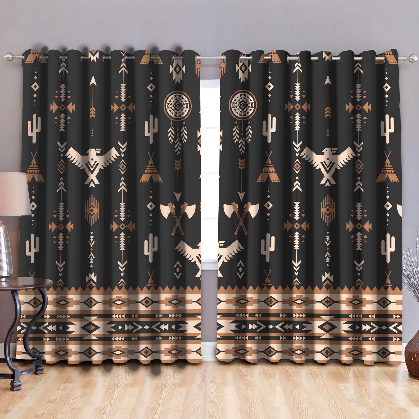 Native American Pattern Blackout Thermal Grommet Window Curtains Pi30052032