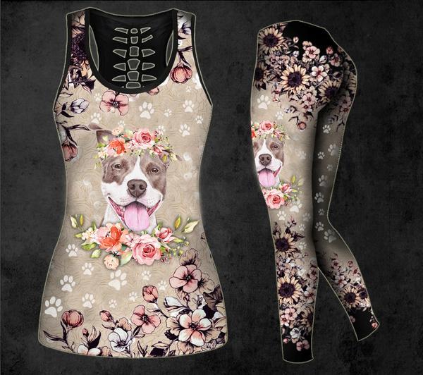 Pitbull Flower Crown outfit combo set Legging NNK031901 - Amaze Style™-Apparel