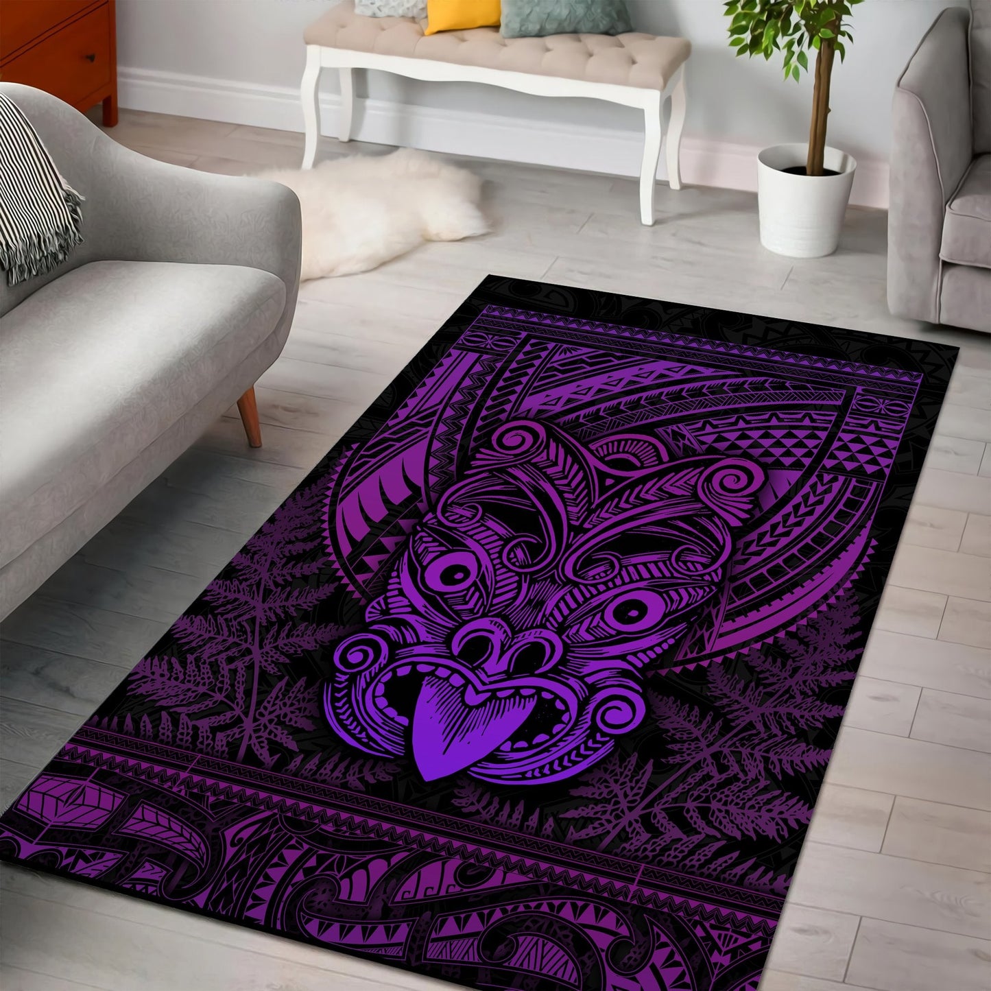 Maori Haka Dance Purple Rug TN TNA15072101.S1