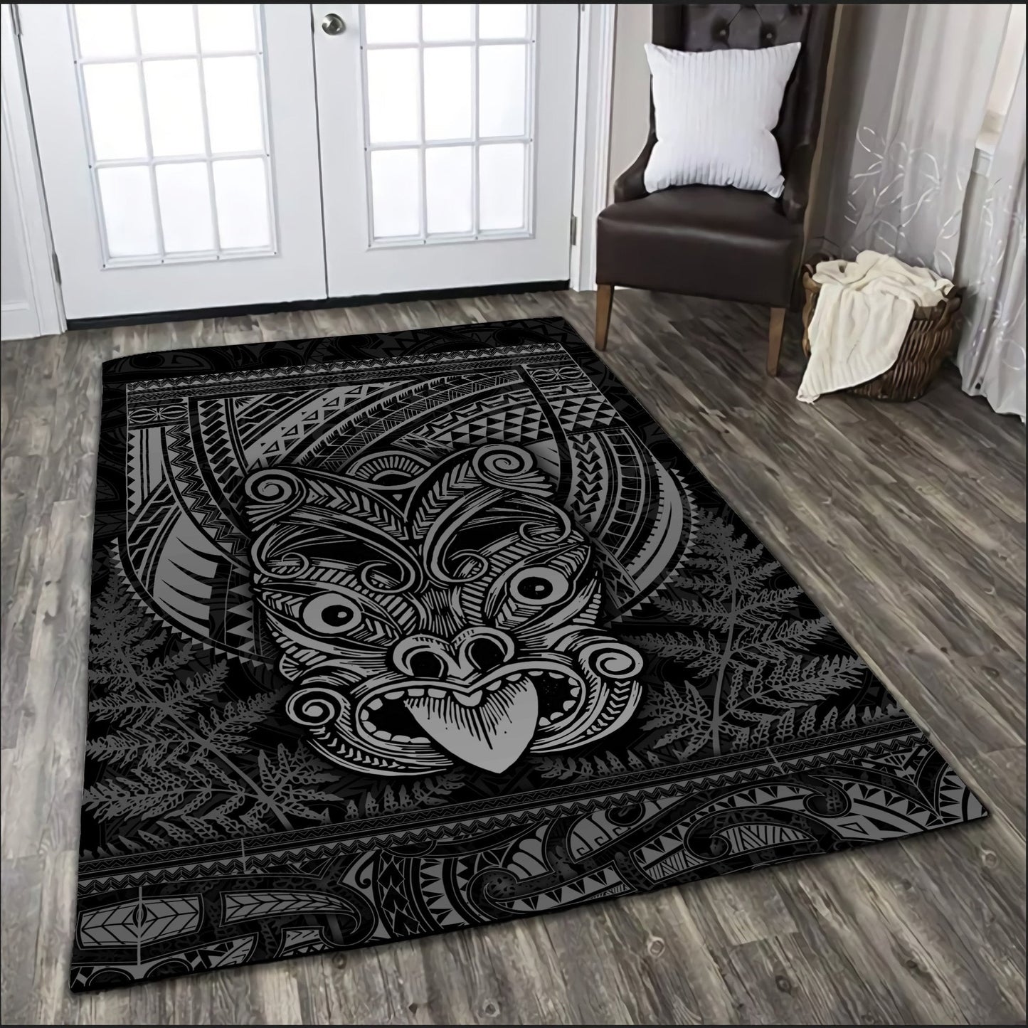 Maori Haka Dance Black Rug TN TNA15072101.S2