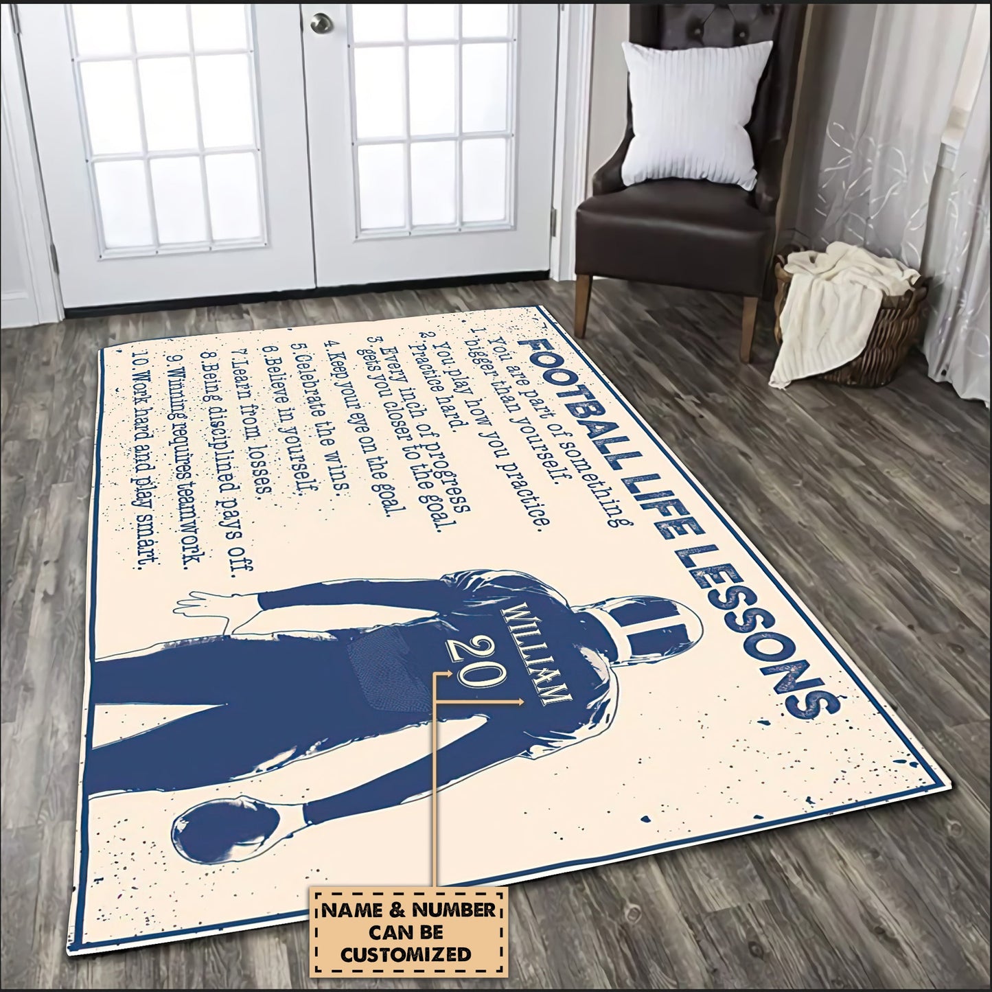 Customize Name American Football Rug