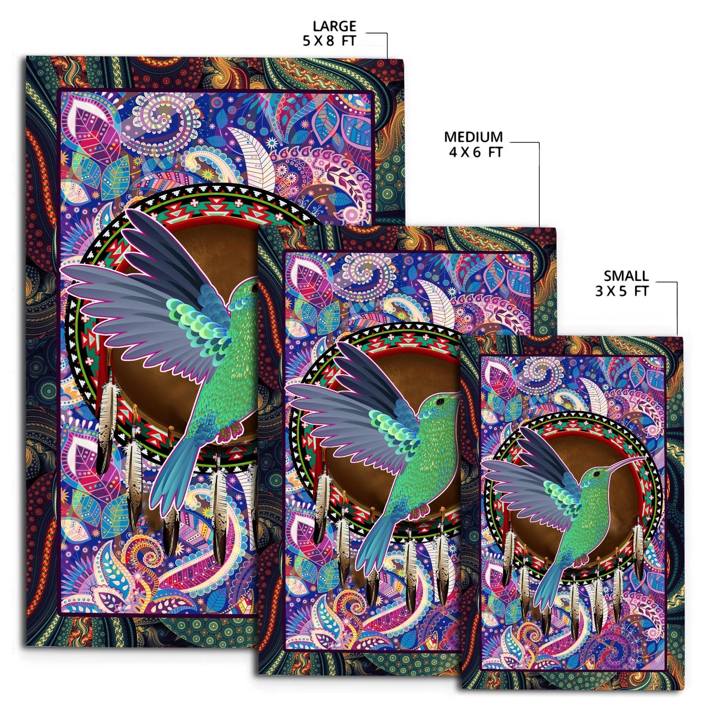 Colorful Hummingbird Rug