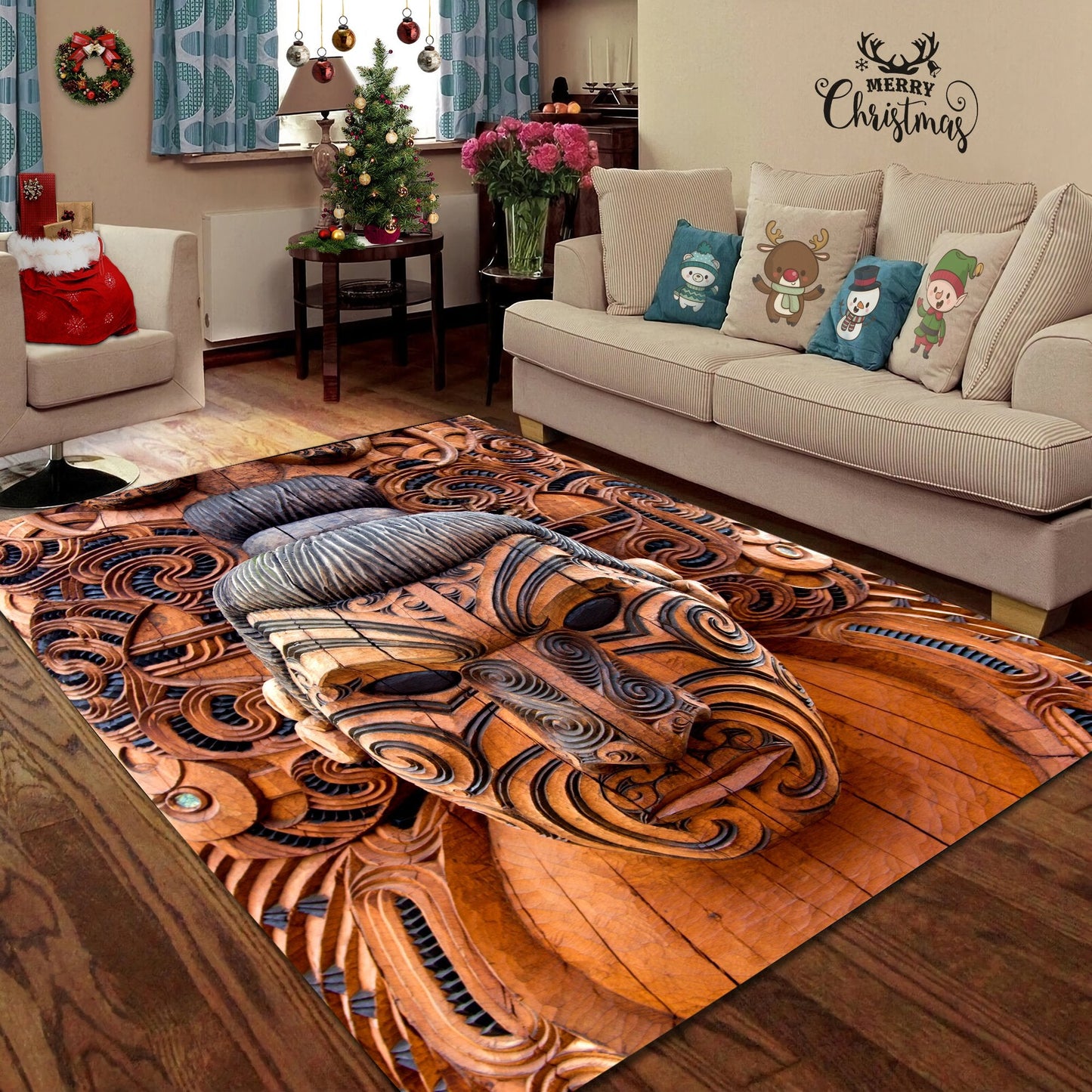 Carved Maori Wood Rug No 2 TNA17072102