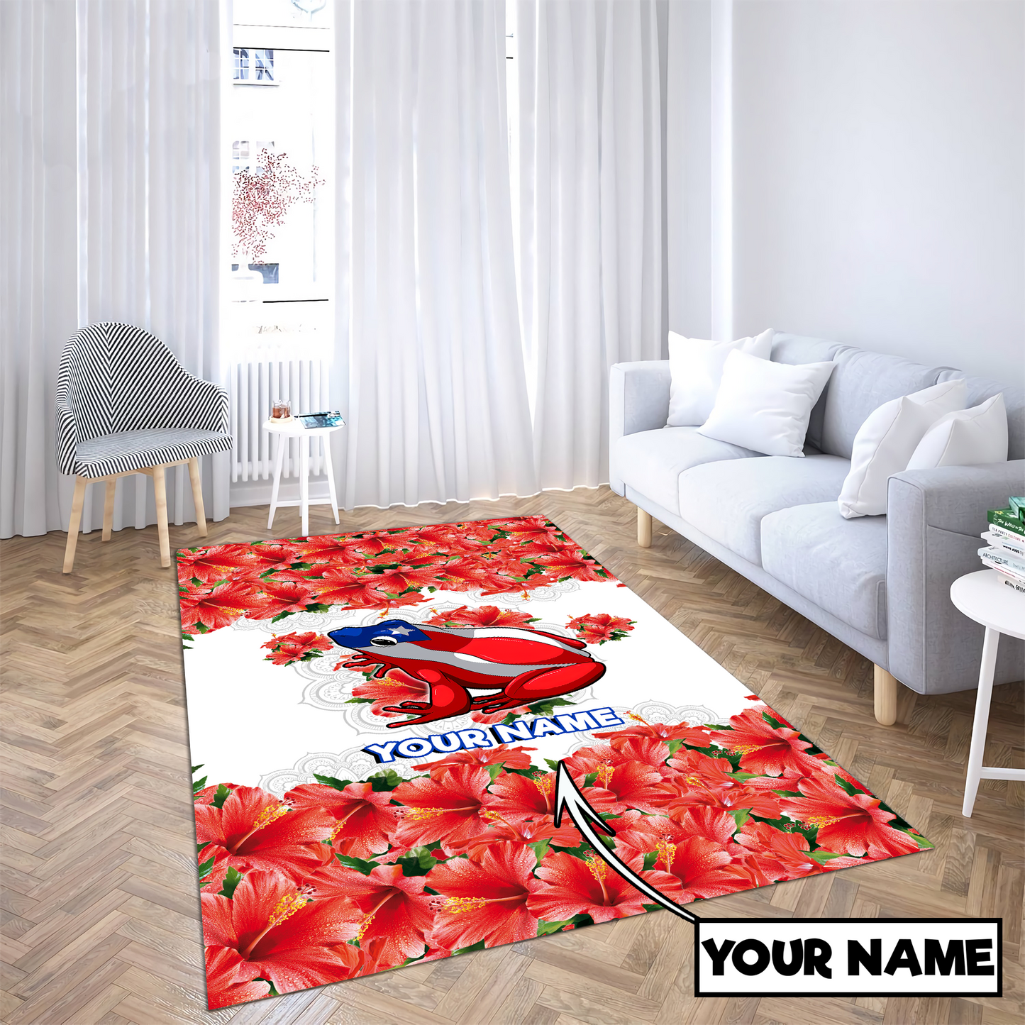 Customize Name Maga Coqui Puerto Rico Rug
