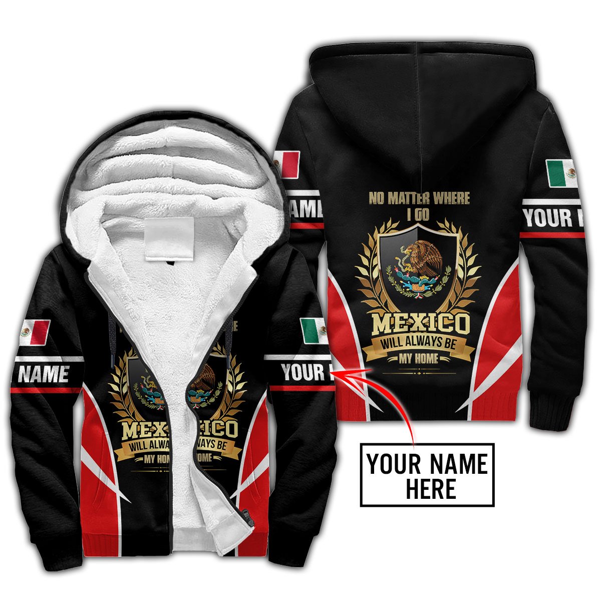 Mexico Will Always Be My Home Personalized Name Hoodie