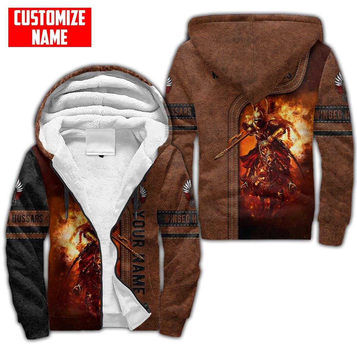 Premium Winged Hussars Best Custom name Fleece Zip-up Hoodie