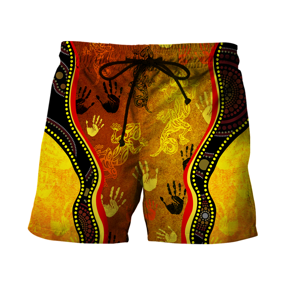 Aboriginal Australia Rock Painting Hand Lizard Art Golden Style shirts for men and women