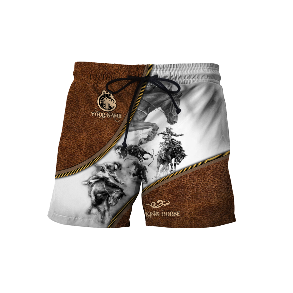 Personalized Name Rodeo 3D All Over Printed Unisex Shirts Bucking Horse Zipper