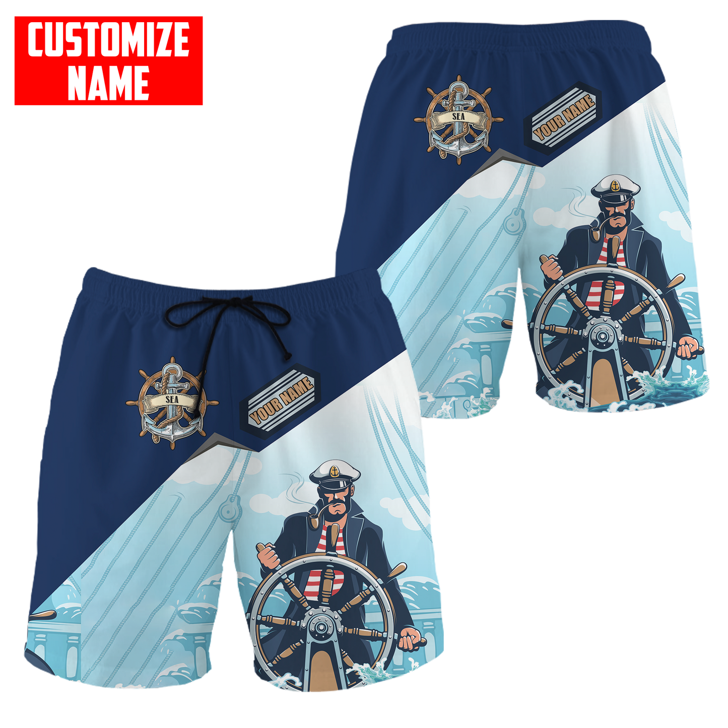 Customized Name Captain Sailor 3D All Over Printed Shirts