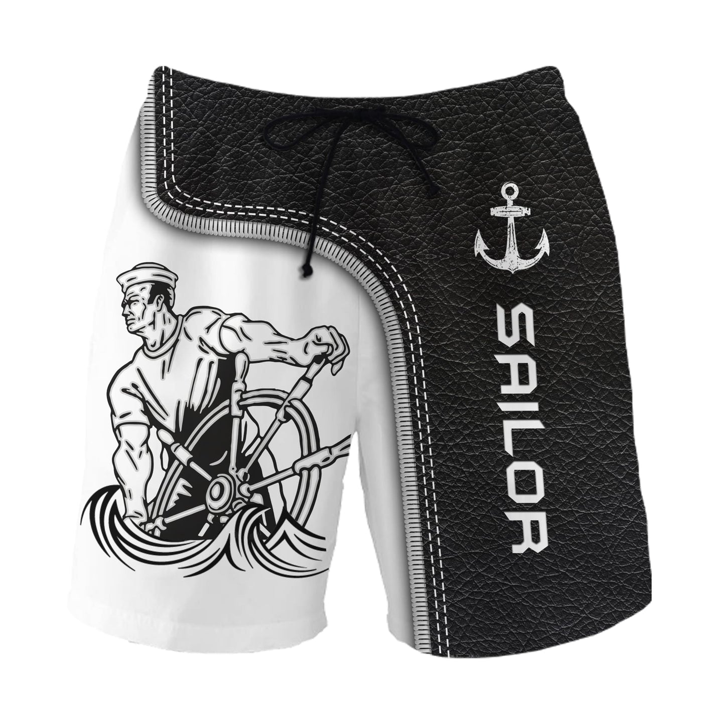 Sailor hold the helm Black White Custom name 3D printed shirts