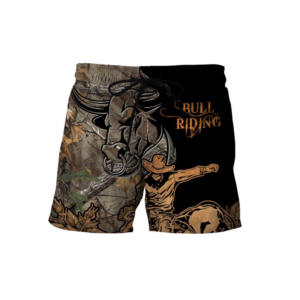 Personalized Name Bull Riding 3D All Over Printed Unisex Shirts Camo