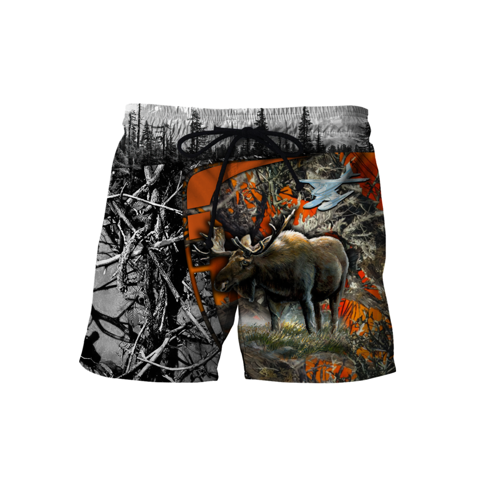 Moose Hunting Camo 3D Over Printed Unisex Deluxe Hoodie ML