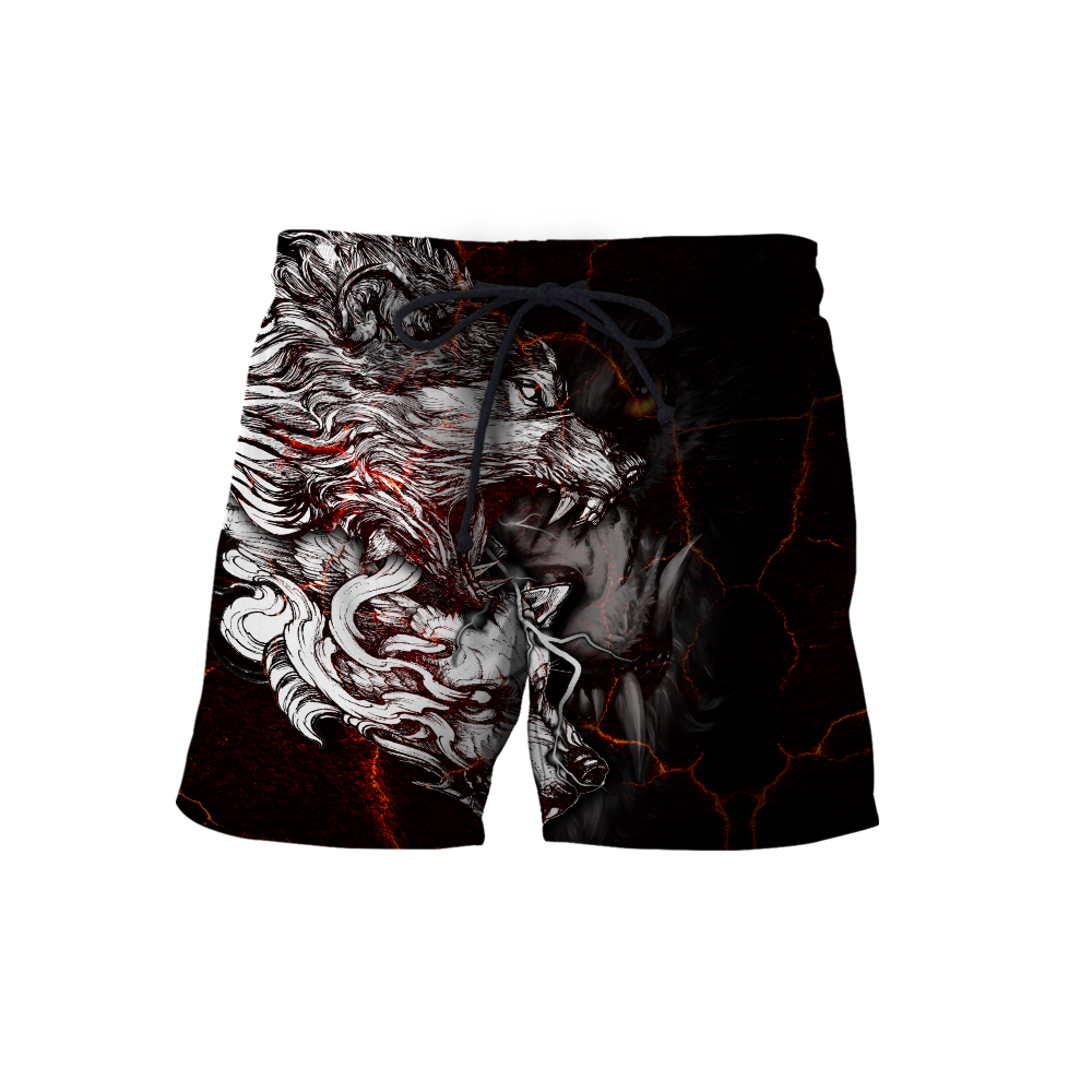 Red Thunder Wolf Tattoo All Over Printed Shirt for Men and Women