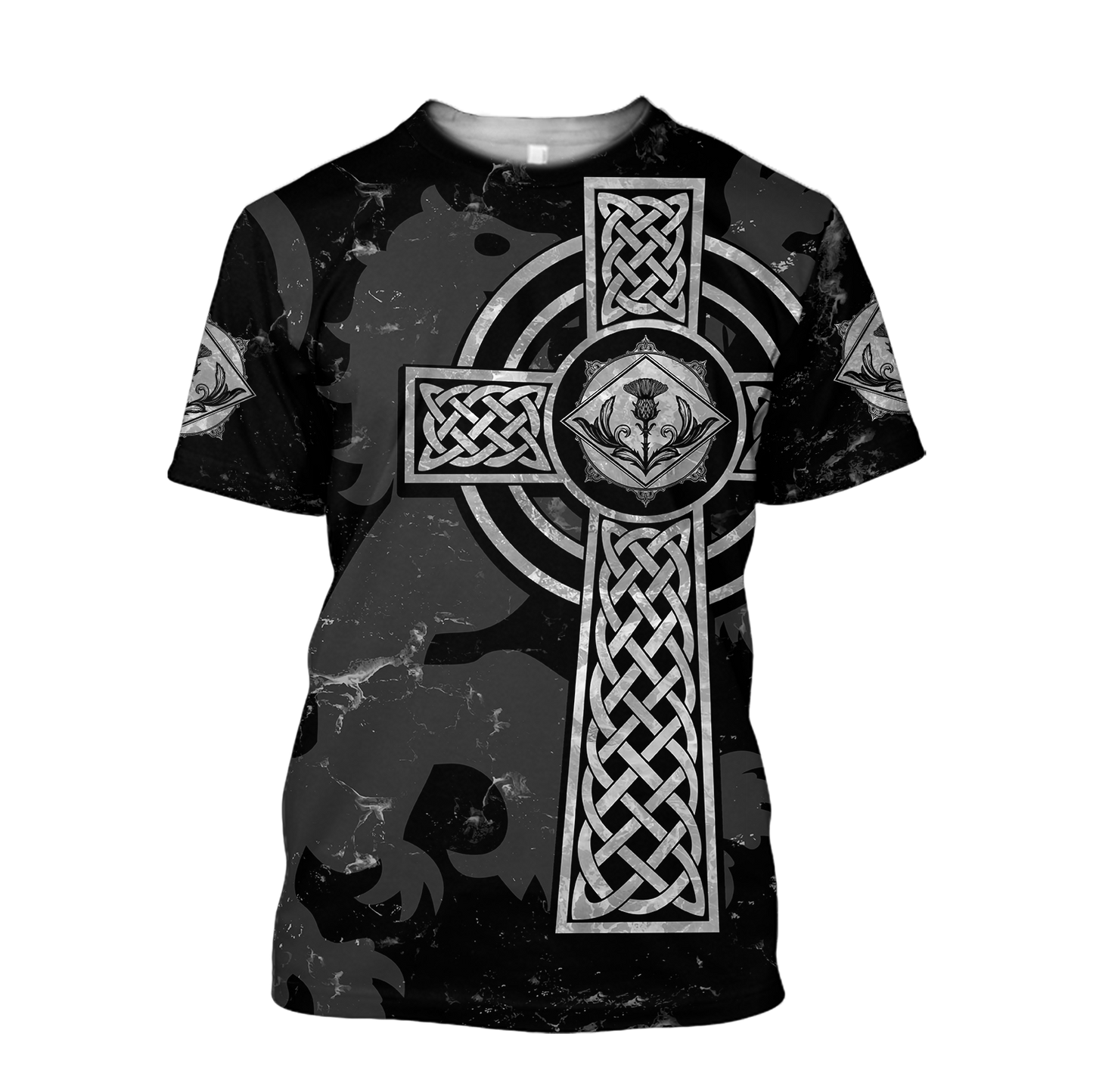 Scottish Thristle Celtic Cross grey ver2 Hoodie AZ210203 - Amaze Style™-Apparel