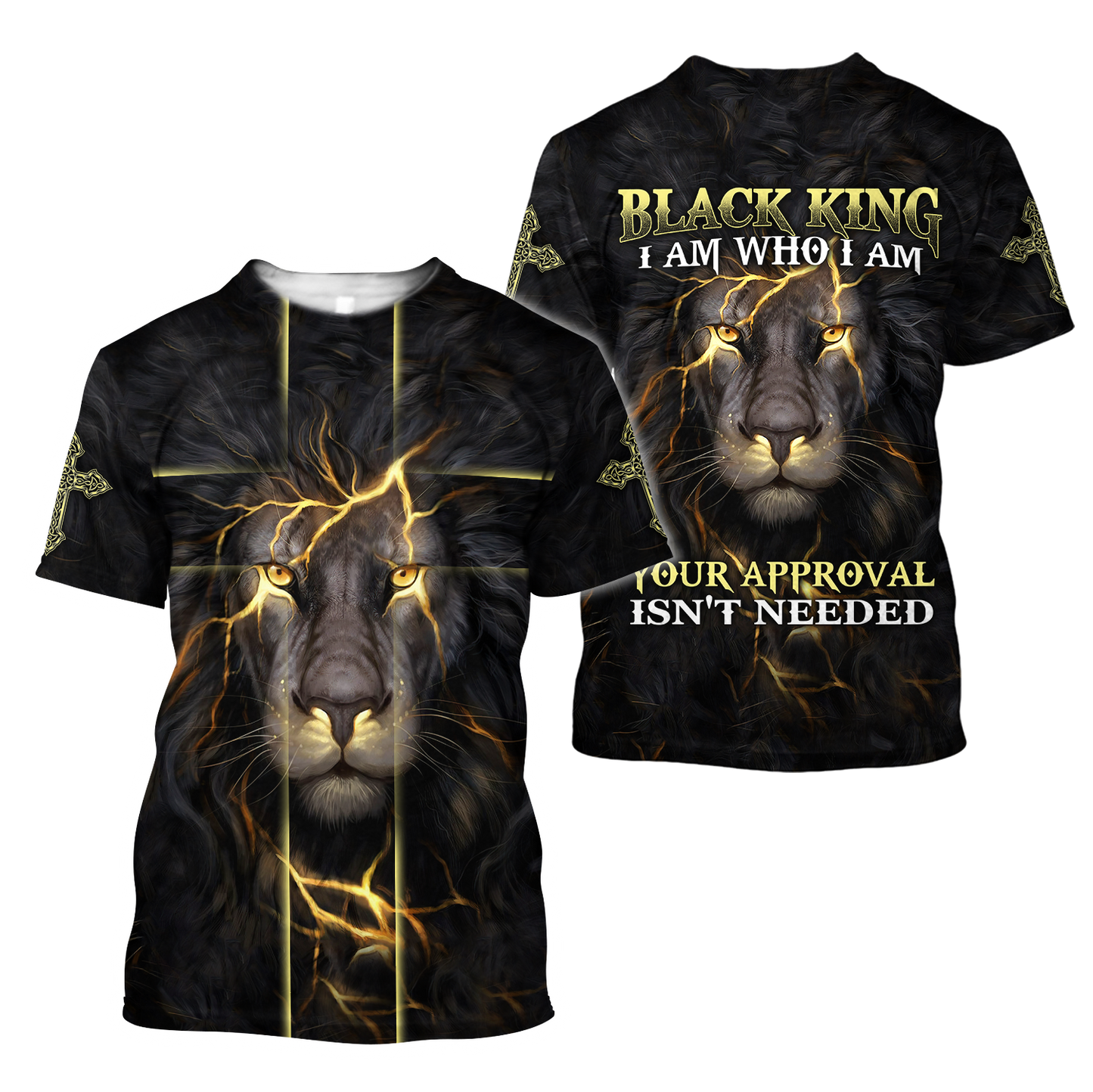 Black King-I Am Who I Am Christian Cross 3D All Over Printed Shirts For Men and Women Pi11062003