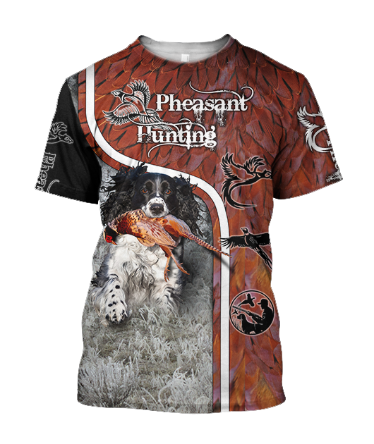 Pheasant Hunting Springer Spaniel 3D All Over Printed Shirts For Men And Women JJ180102-Apparel-MP-T-Shirt-S-Vibe Cosy™