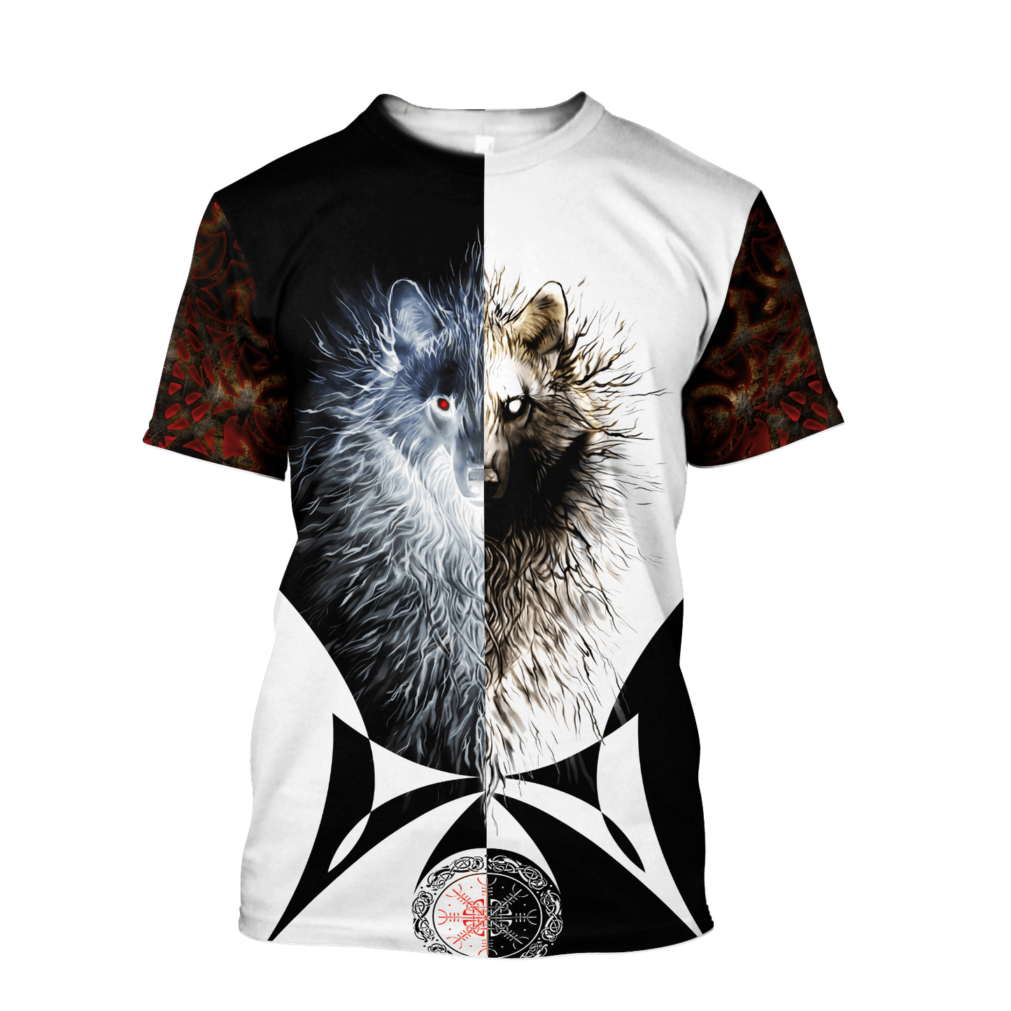 Day and Night Wolf 3D Over Printed Hoodie for Men and Women-ML