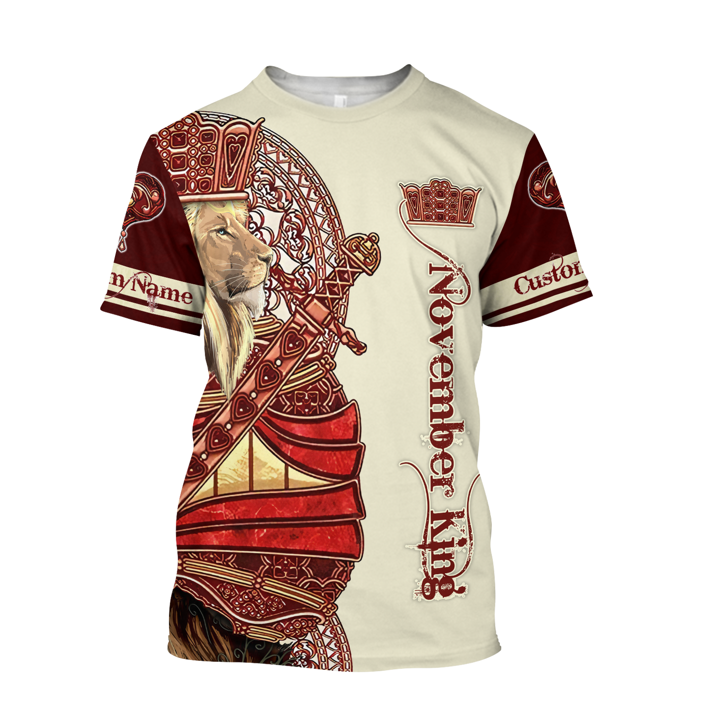Custom Name November King Lion 3D All Over Printed Unisex Shirts