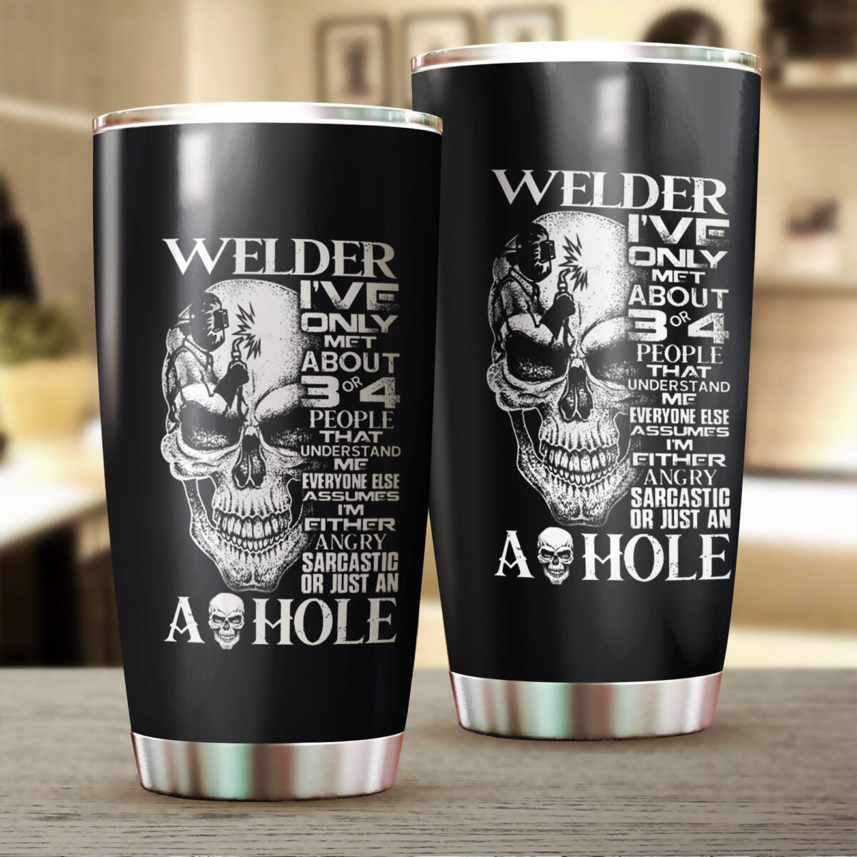 Premium 3D Printed Skull Welder Stainless Tumbler MEI