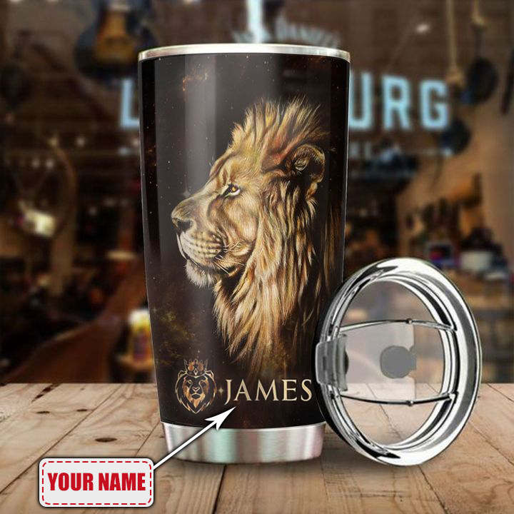 Personalized Lion Dad Stainless Steel Tumbler