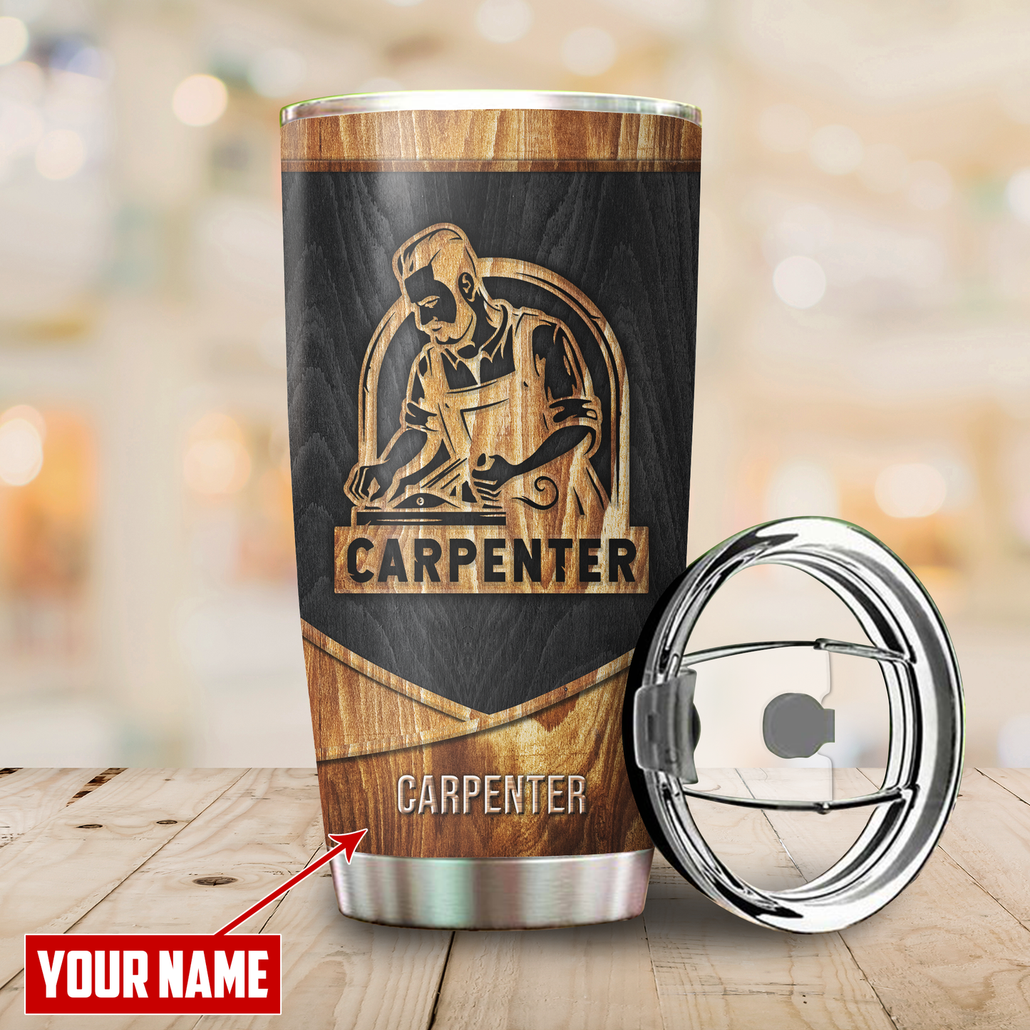 Personalized Name Carpenter Stainless Steel Tumbler Sawdust Is Man Glitter