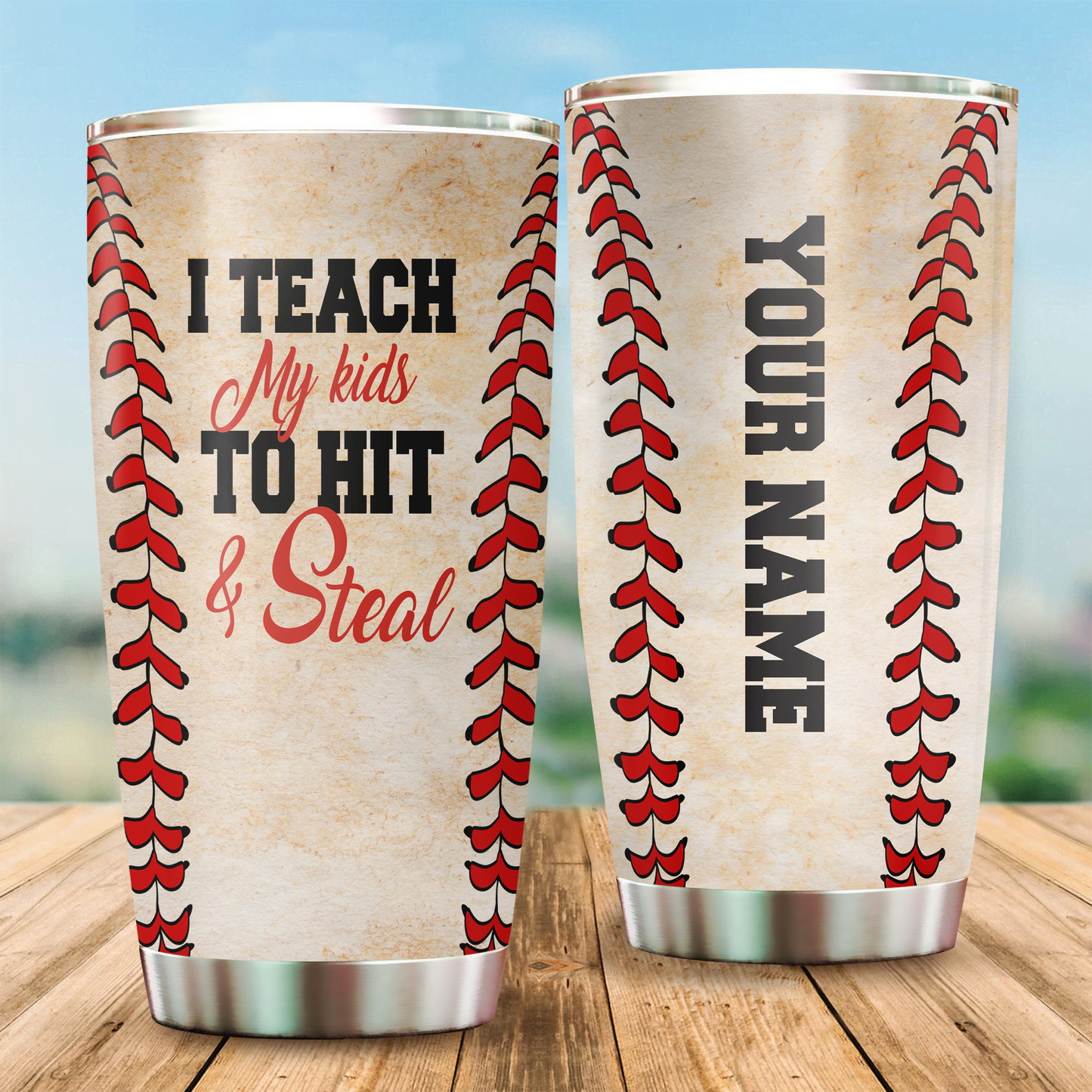 Customize Name Baseball Steel Tumbler