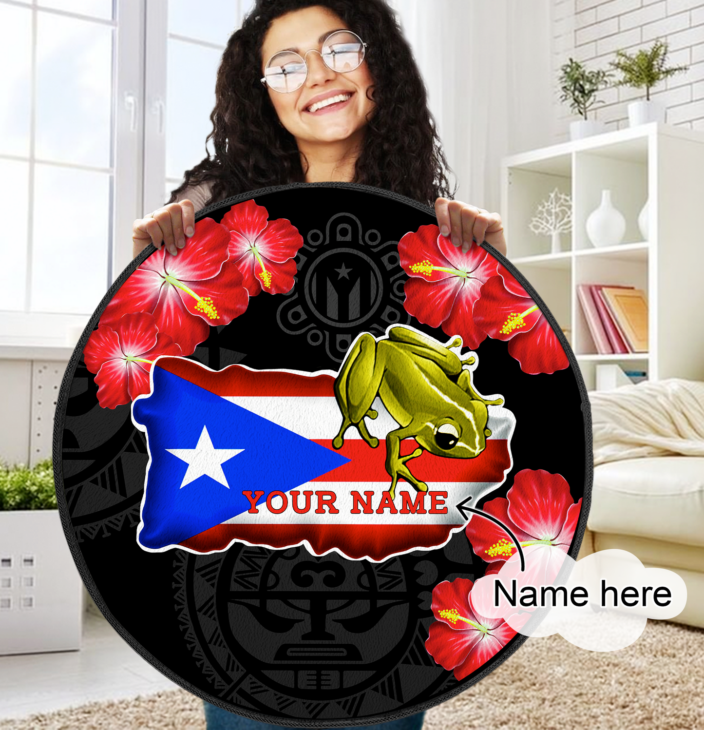 Customize Name Puerto Rico Circle Rug SN17042101.S4