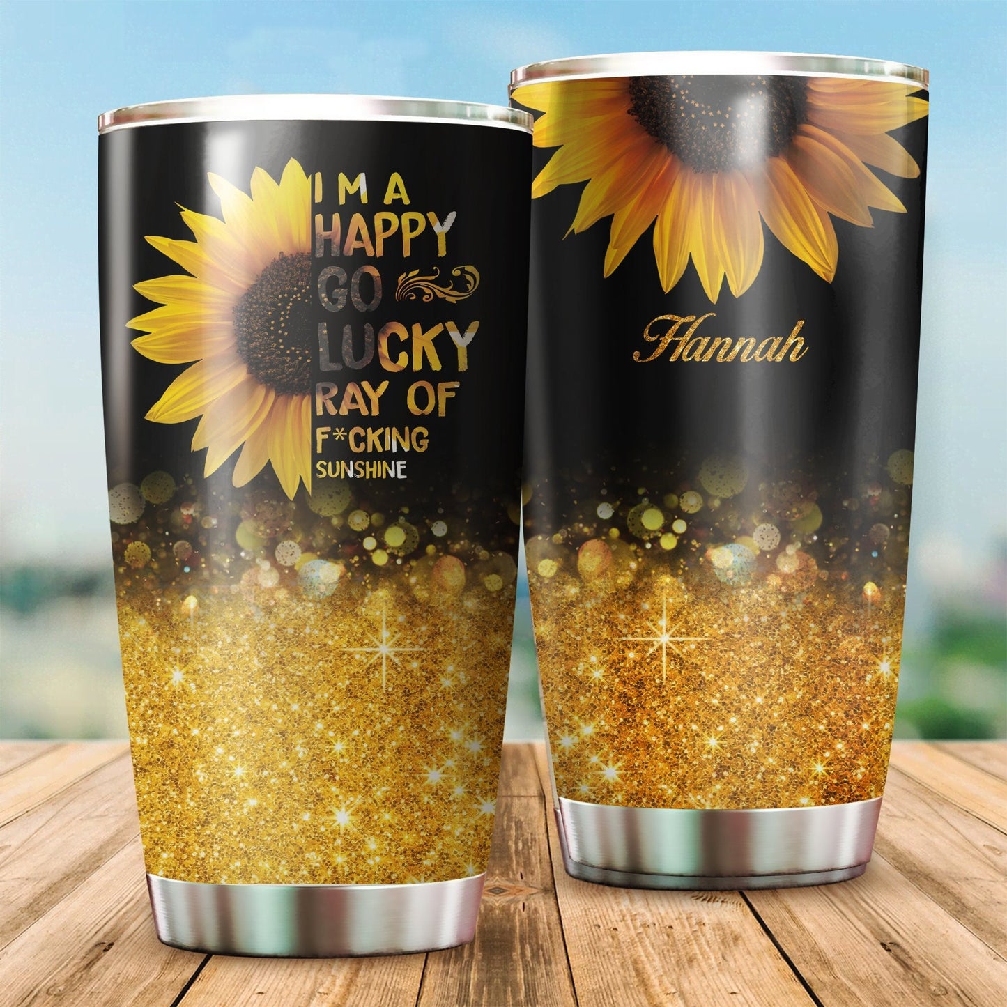 I'm A Happy Sunflower Personalized Stainless Steel Tumbler 20 Oz SU210304 - Amaze Styleโข-Tumbler