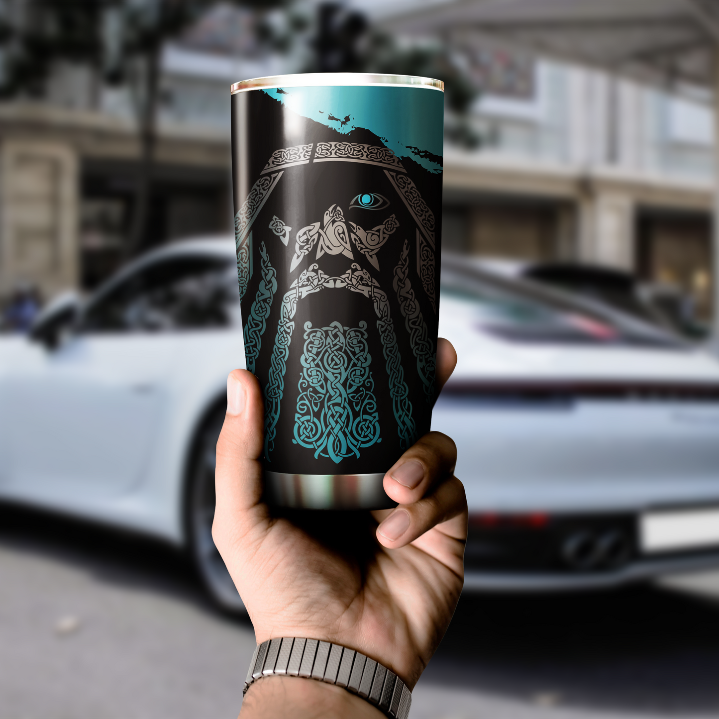 Viking Odin - Wotan Special Blue Tumbler - Amaze Styleβ’-