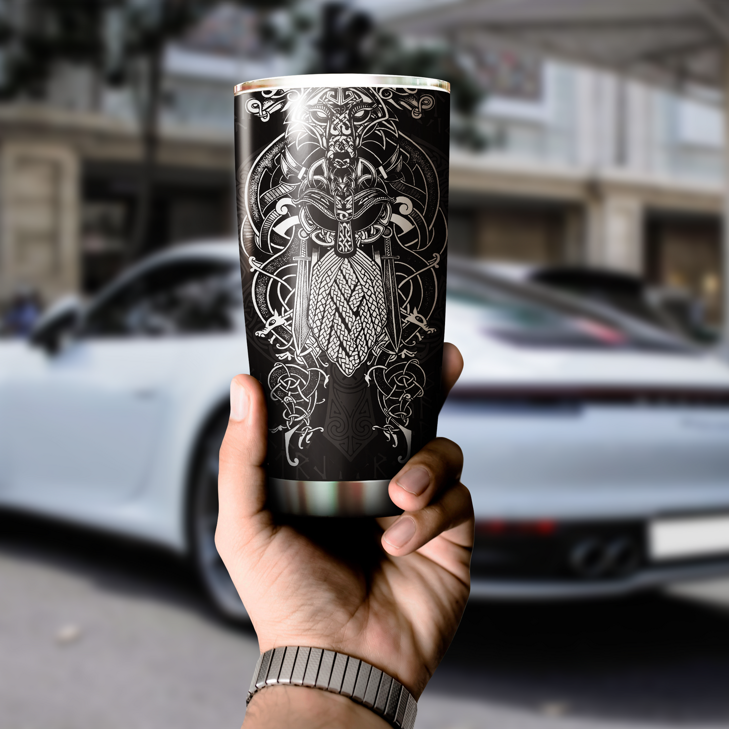 Vikings - Odin Tatoo Style Tumbler - Amaze Styleβ’-