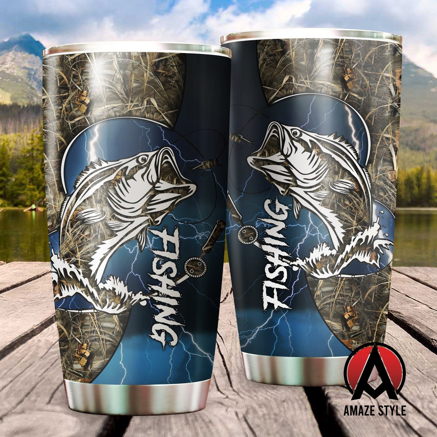Bass fishing Sport - Blue version Stainless Steel Tumbler 20 Oz TR121102 - Amaze Styleโข-Tumbler