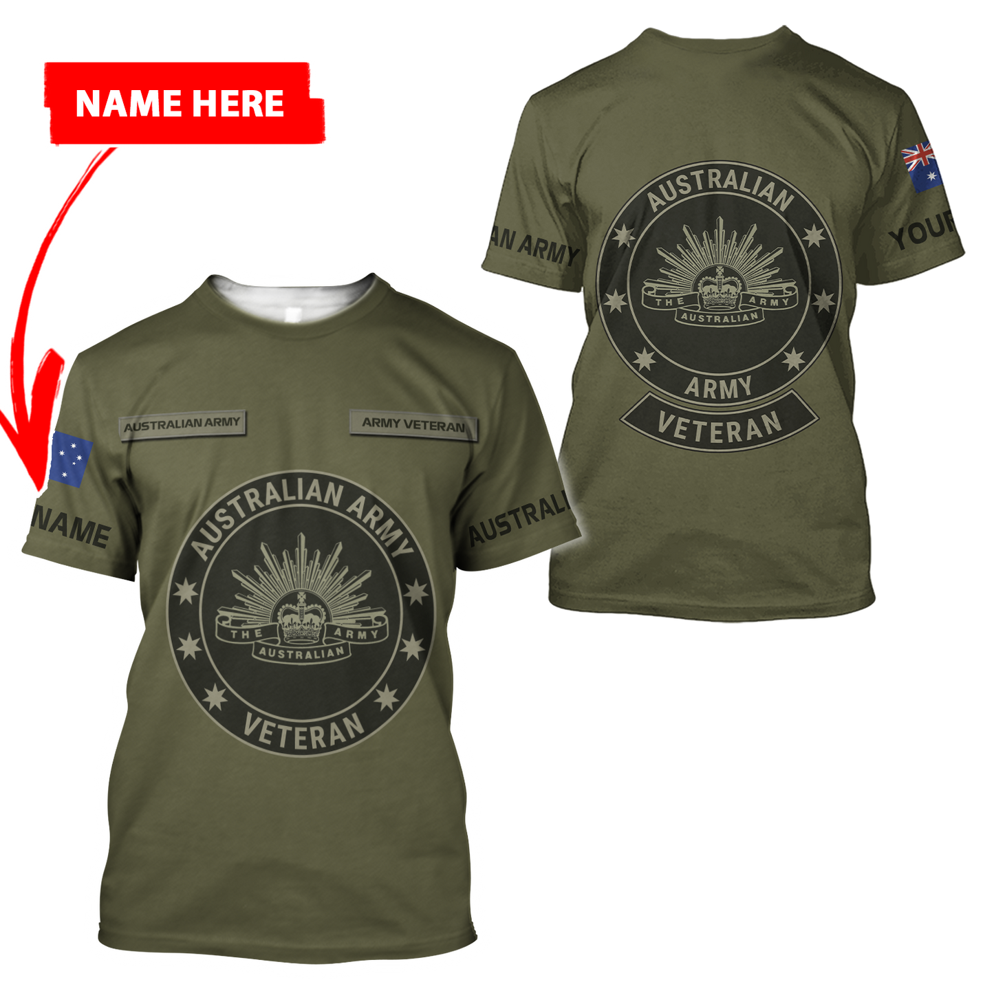 Personalized Australian Army Veteran 3D All Over Printed Unisex Hoodie