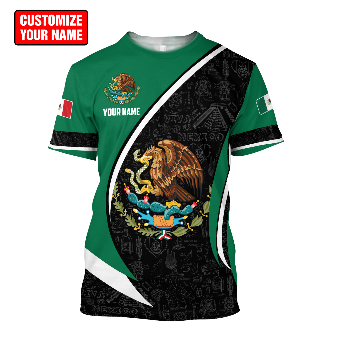 Mexico Combo T-shirt and Short Personalized name 3D All Over Printed no17