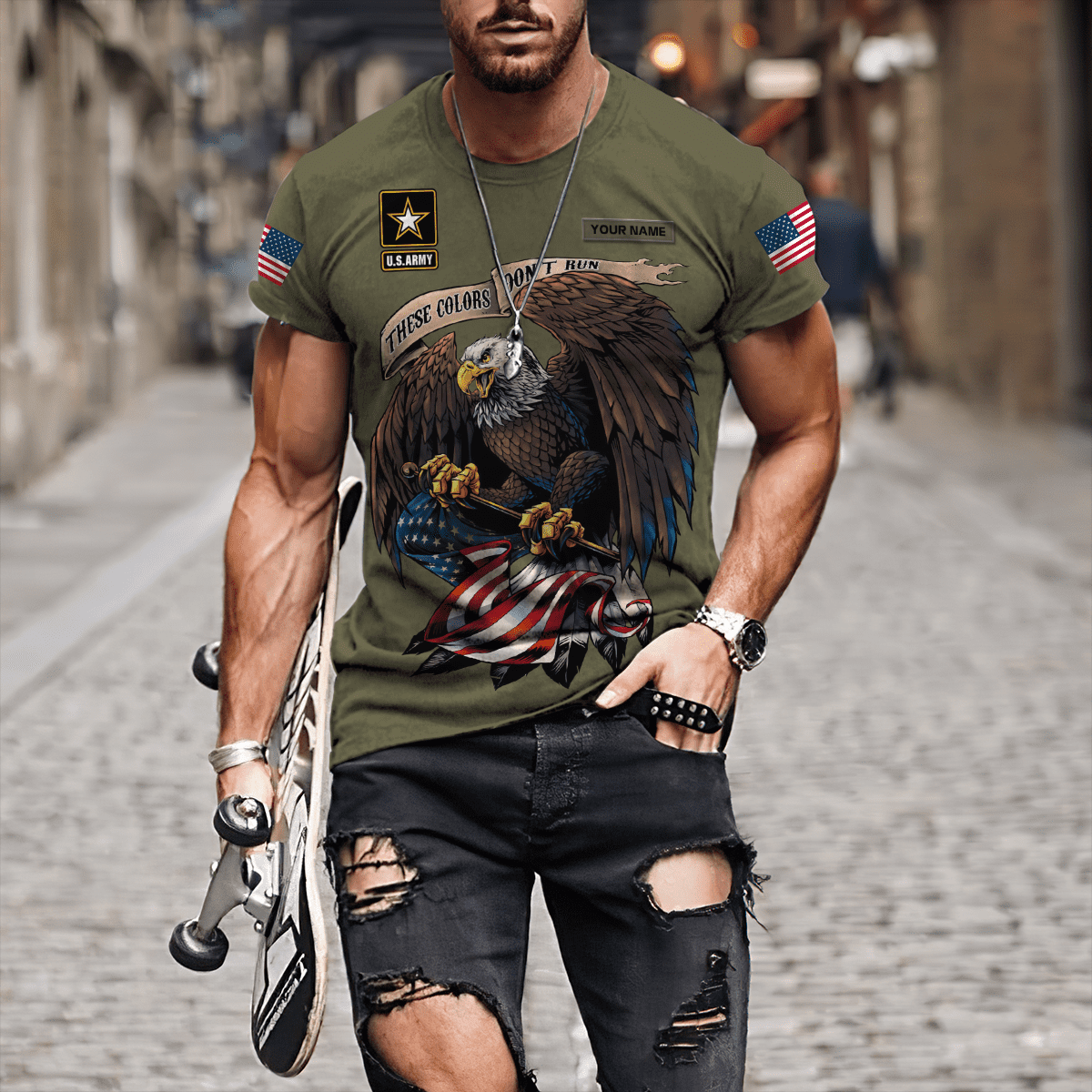 Custom name US Army Veteran Basic Eagle 3d printed shirts Proud Military