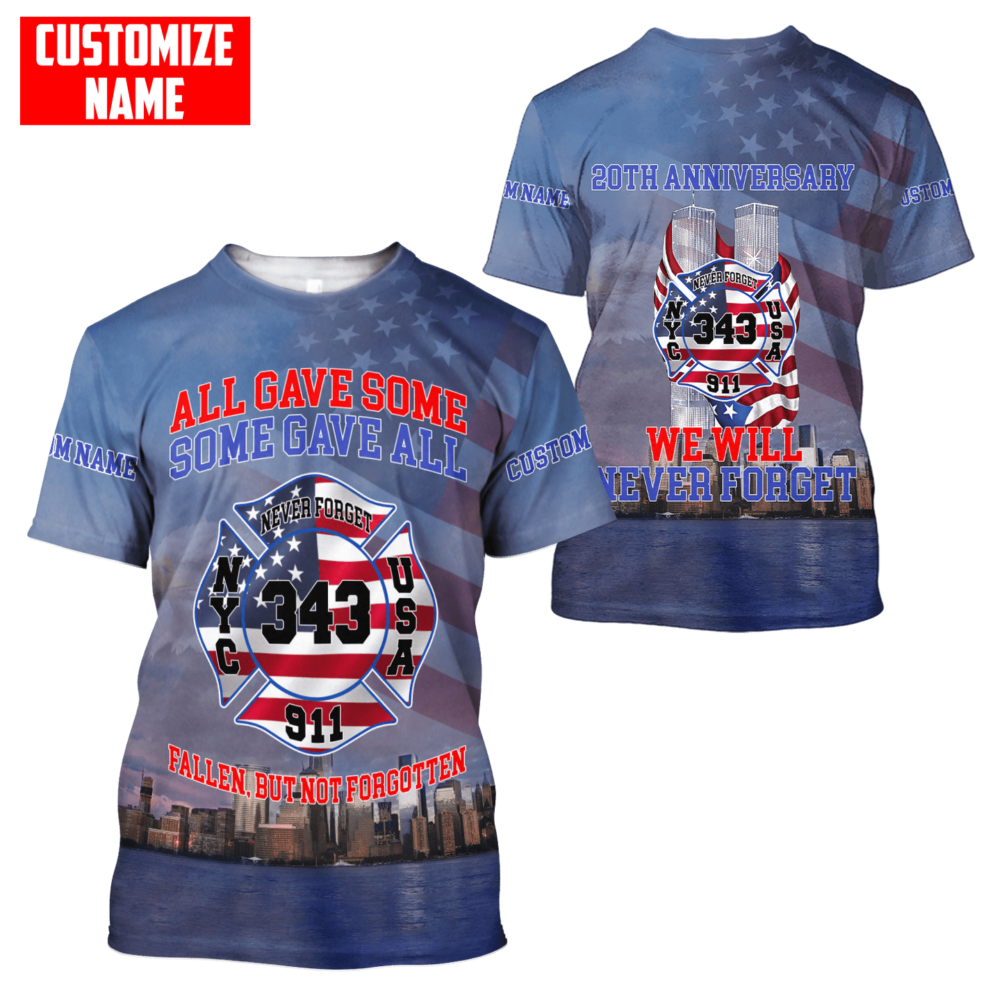 Customize Name Firefigher Combo T-Shirt And Board Short