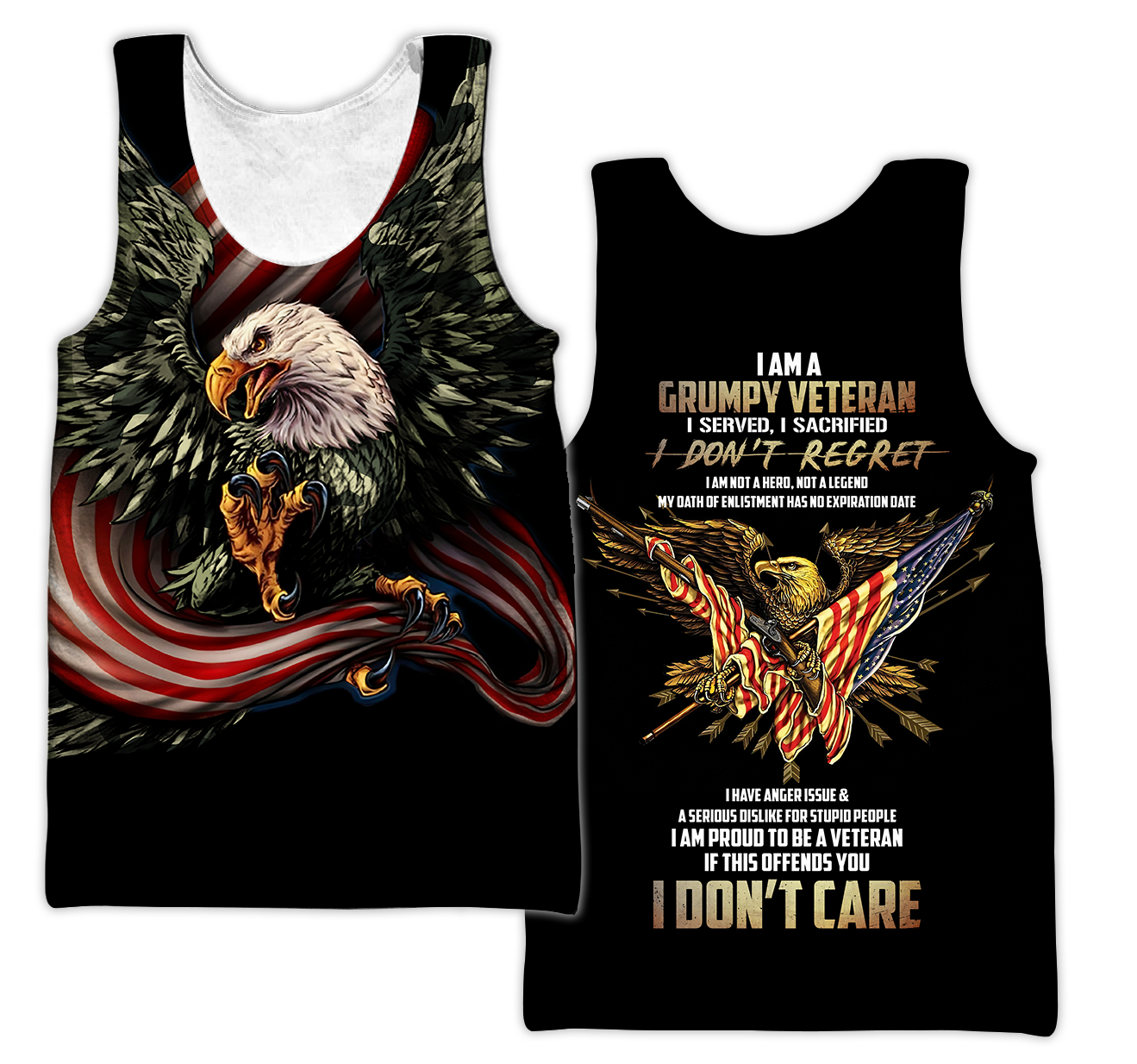 Eagle US Grumpy Veteran 3D shirts for men and women Proud Military