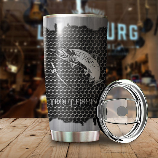 Trout Fishing Metal Stainless Steel Tumbler 20 Oz HC27511 - Amaze Style™-Tumbler