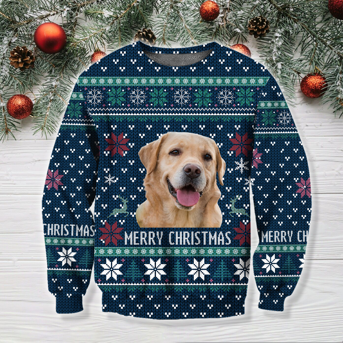 Merry Christmas Personalized Pet Photo 3D All Over Print Hoodie, Christmas Gifts For Dog