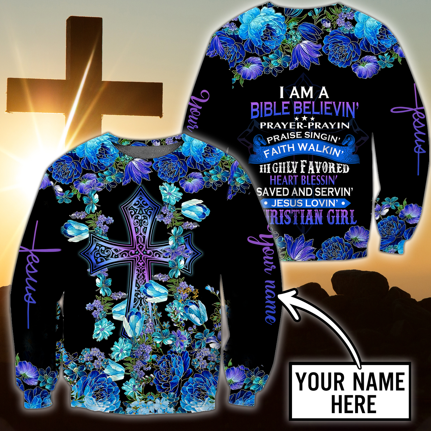Premium Christian Jesus Personalized Name 3D All Over Printed For Women Shirts - Amaze Style™-Apparel