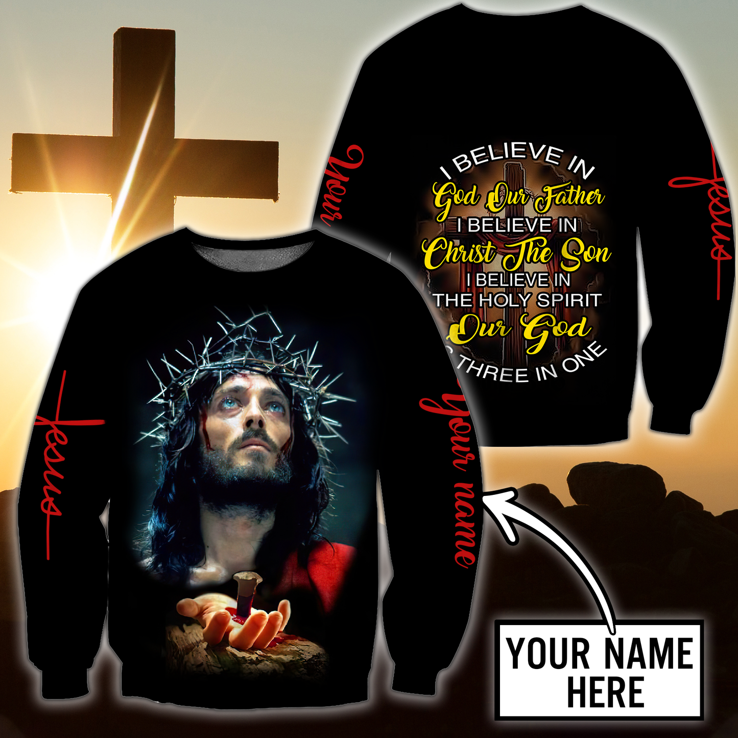 Premium Christian Jesus Personalized Name 3D All Over Printed For Men Shirts - Amaze Style™-Apparel