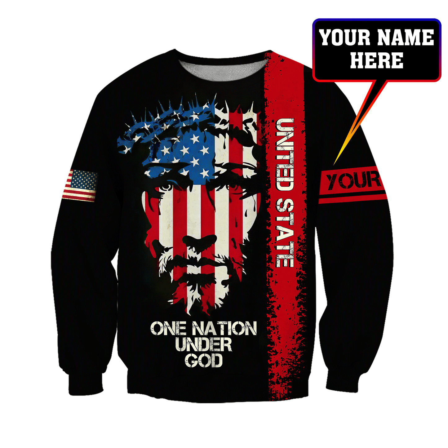 American One Nation Personalized Unisex Hoodie ML