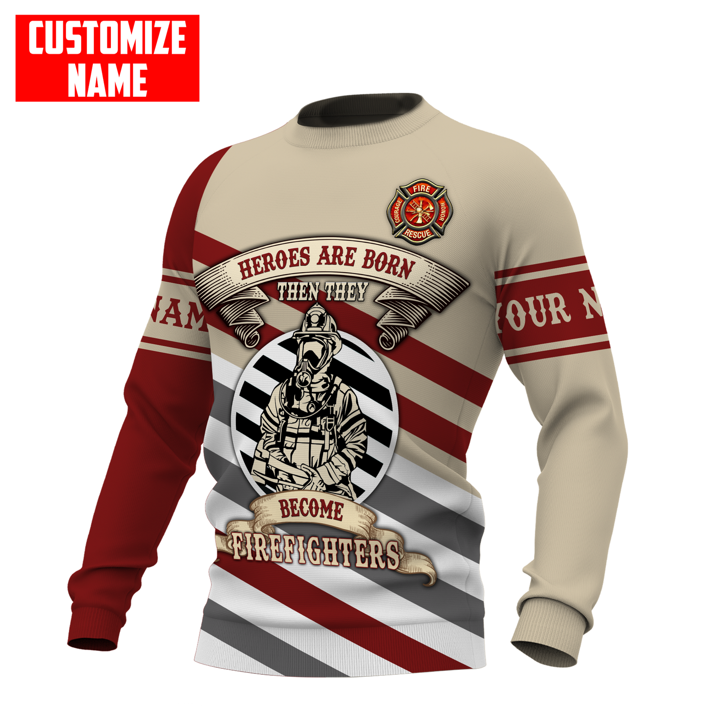 Customize Name Firefighter 3D All Over Printed Unisex Shirts