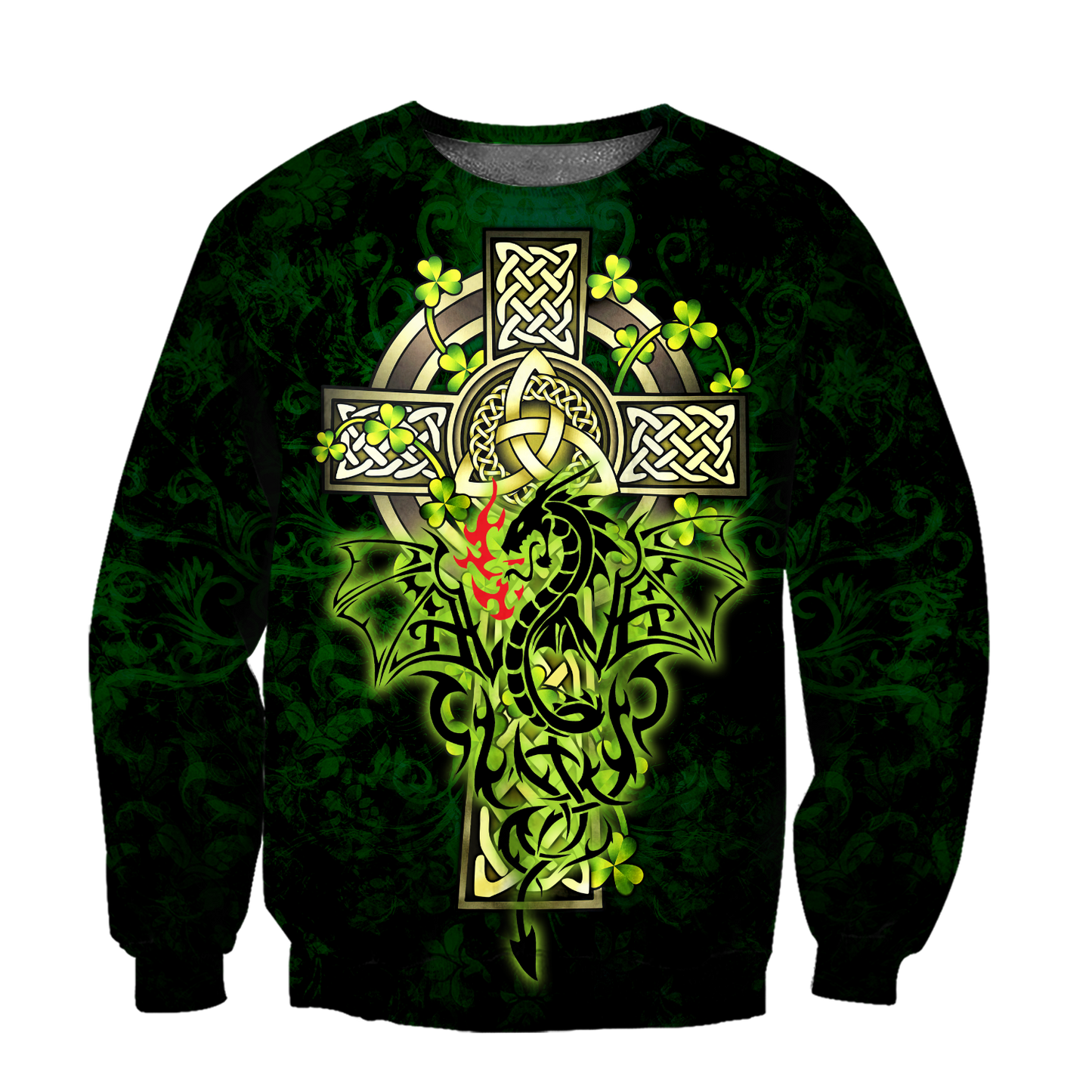 Premium Unisex Hoodie Irish Celtic Cross And Dragon ML