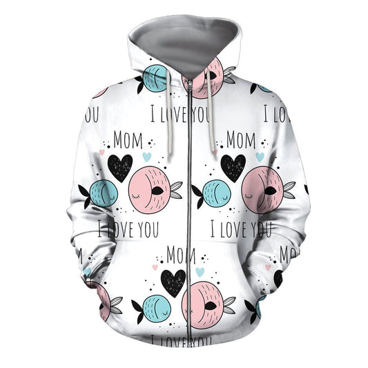 3D All Over I Love Mom Hoodie - Amaze Style™-Apparel
