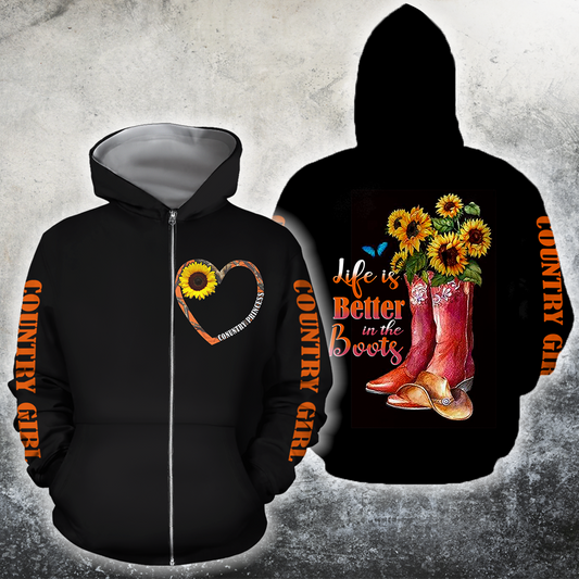 3D All Over Printed Life is better in the Boots Hoodie - Amaze Style™-Apparel