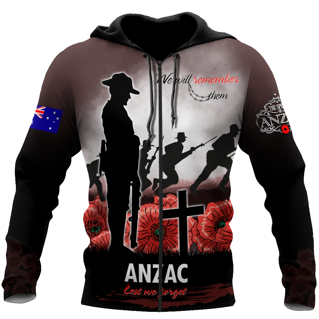 Premium Unisex Hoodie Remember Them Anzac Day ML